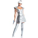 コスプレ レディース ハロウィン 宇宙人 ロボット SF サイバー シルバー エナメル調 光沢素材 舞台 イベント 仮装 コスチューム