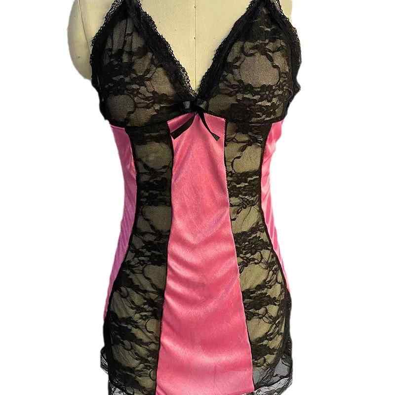 ランジェリー レディース セクシー ベビードール シースルー スリップ レース キャミソール ナイトウェ..