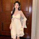 ルームウェア レディース セクシー ネグリジェ パジャマ キャミソール ガウン 2点セット 春夏 メッシュ レース風 快適 部屋着 リラックス フェミニン アプ...