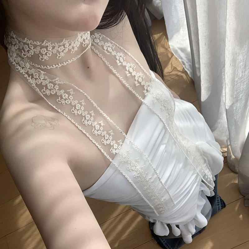 スカーフ レディース レトロ フレンチスタイル レース ロング 細長リボン ヘアアクセサリー フェミニン..