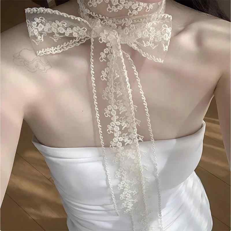 スカーフ レディース レース ロング シルク 春夏 万能 フレンチスタイル ファッション小物 ヘアバンド ..