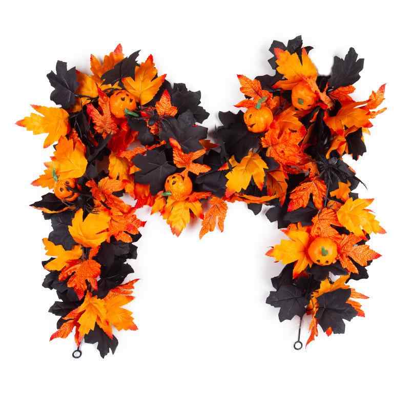 フェイクグリーン 人工紅葉ガーランド リアル 楓葉 つる 秋 オータム ハロウィン 飾り付け ディスプレイ インテリア 装飾