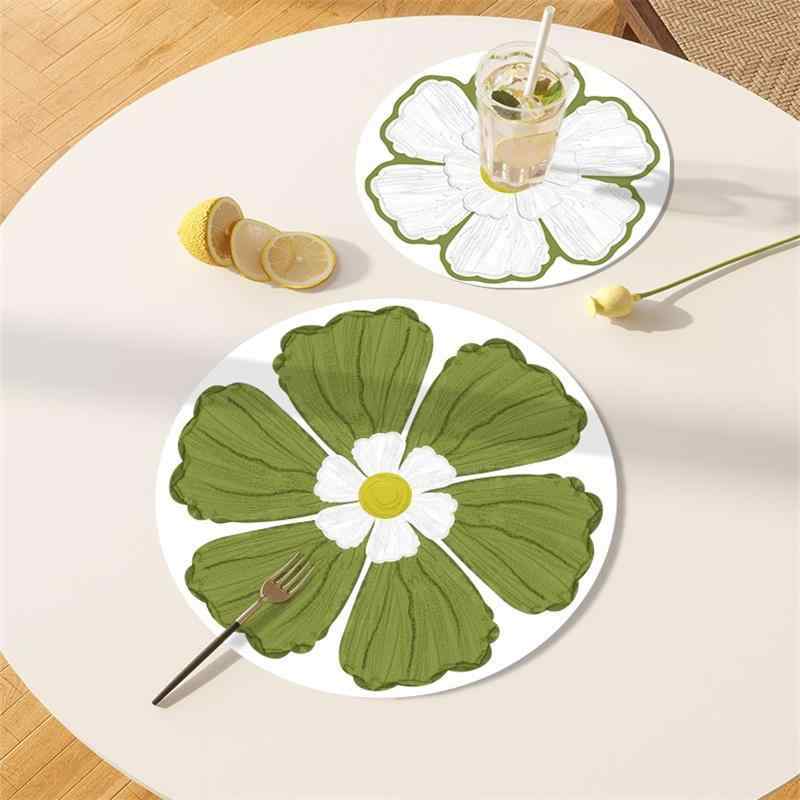 プレースマット ランチョンマット テーブルマット コースター PVC素材 レザー 合皮 花柄 高級感 断熱 耐熱 防水 防油 お手入れ簡単 おしゃれ アメリカンスタイル ダイニング用