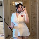コスプレ ナースコスチューム レディース 女性用 セクシー 深Vネック 制服 大きいサイズ ぽっちゃり ふくよか 魅惑 ナイトウェア ランジェリー ポリエステル...