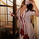 ナース服 レディース 吸血鬼風 ゴーストナース ハロウィン コスプレ 仮装 セクシー ランジェリー 白 ポリエステル フリーサイズ イベント 衣装 ワンピース
