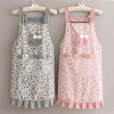 エプロン レディース 家庭用 キッチン 料理 かわいい 通気性 小花柄 プリンセス風 サロペット風 おしゃれ 防汚 フリーサイズ 韓国 ピンク グレー ブルー グリーン