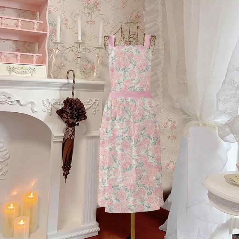 エプロン レディース ロング丈 家庭用 カフェ 花屋 作業用 作業着 制服 おしゃれ かわいい 韓国 スイー..