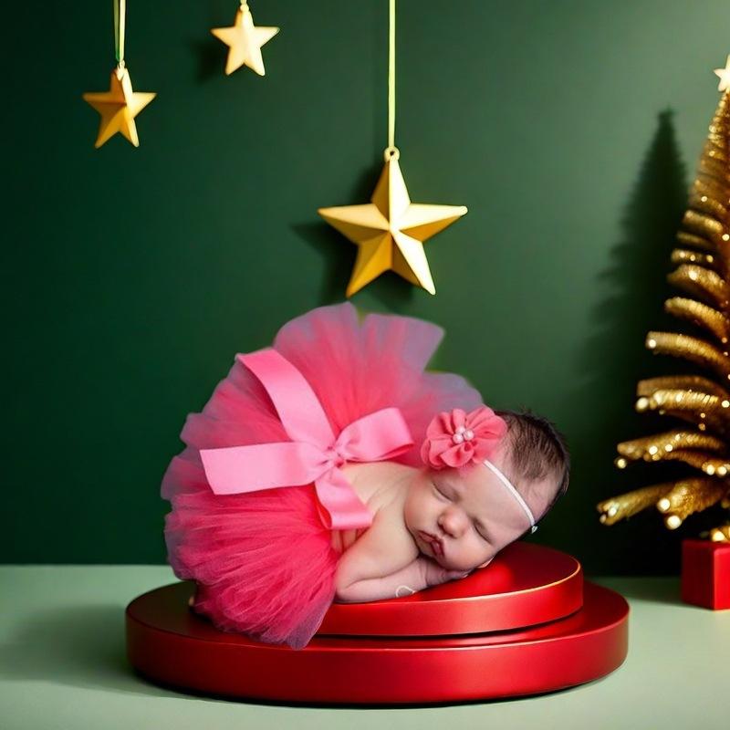 ベビードレス 女の子 新生児 欧米風 チュチュ ふわふわ ボリューム レース ポリエステル 記念撮影衣装 ..