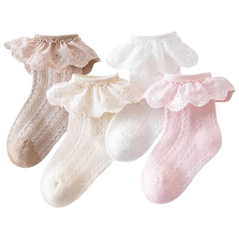 靴下 女の子 ベビー キッズ ロリータ レース フリル コットン メッシュ 薄手 クルー丈 ソックス シームレス 通気性 春夏 無地 フォーマル お出かけ
