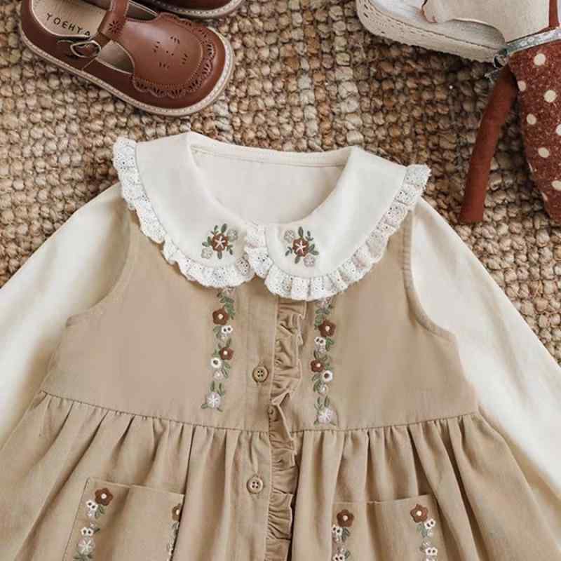 キッズ 女の子 秋 セットアップ ジャンパースカート ブラウス 2点セット メロウフリル 刺繍 ナチュラル..