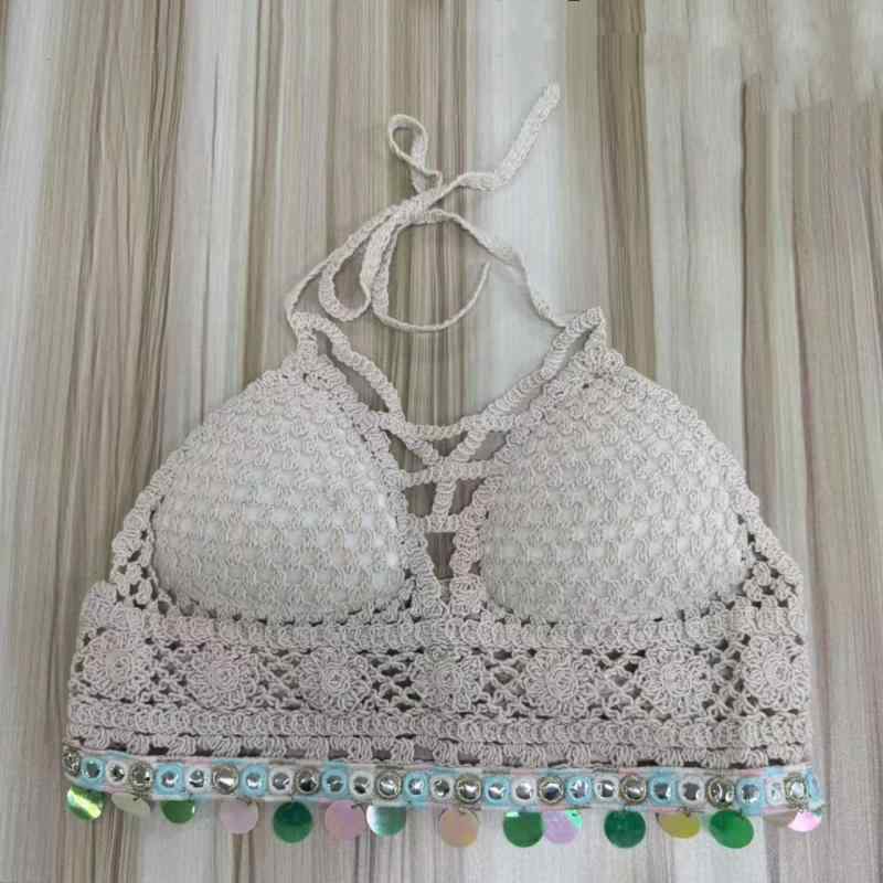 水着 レディース 透かし編み レース ボヘミアン エスニック 刺繍 ショート丈 ホルターネック ストラッ..