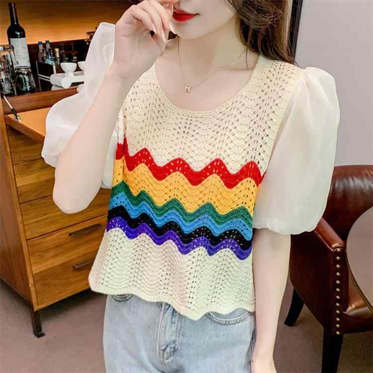 ブラウス レディース ニット シフォン レース 春夏 薄手 ボヘミアン エスニック プルオーバー 半袖 刺..