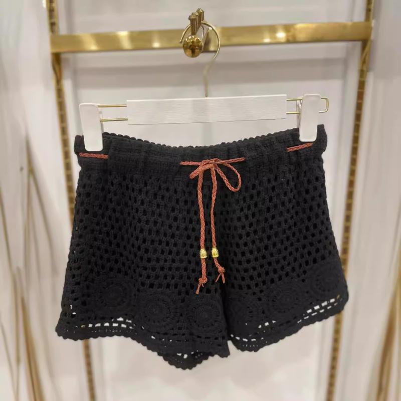 ショートパンツ レディース レース 刺繍 ニット 透かし編み ゆったり リラックスフィット ペチパンツ ..