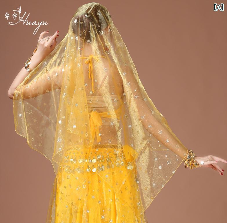 ベリーダンス ヘッドベール レディース 雪の結晶 ラメ入り シフォン 伸縮性 軽やか 華やか 発表会 ステ..