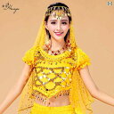 ベリーダンス レディース 半袖トップス ビーズ刺繍 スパンコール ドット装飾 シフォン素材 インド舞 ダンス衣装 発表会 ステージ レッスン イベント エレガン...