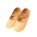 ダンスシューズ キッズ レディース キャメル キャンバス レザーソール ソフトソール 滑り止め バレエ モダン ヨガ 練習用 初心者 通気性 軽量 吸汗 フィッ...