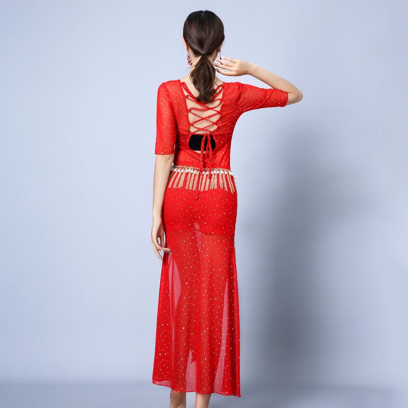 ベリーダンス レディース 練習着 レッスンウェア 衣装 ドレス ワンピース ボディスーツ 長袖 セクシー ..