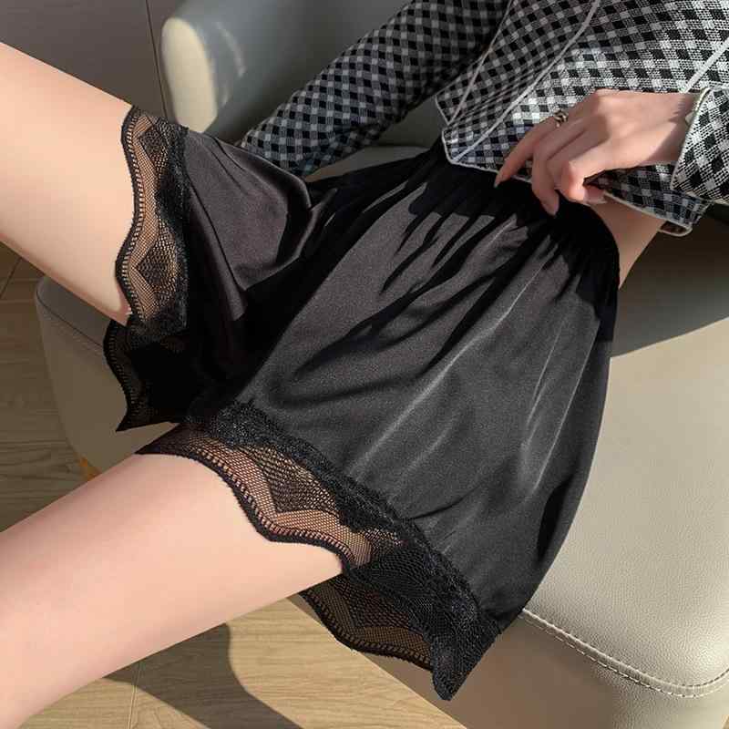 レディース ペチパンツ 透け防止 レース 三分丈 薄手 夏用 ルームウェア 部屋着 ワンマイルウェア 外出着 裾めくれ防止 ポリエステル 通気性 ゆったり