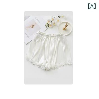 ペチパンツ レディース 春夏 薄手 透け防止 レース 3分丈 ショートパンツ ゆったり 調 ポリエステル サテン ルームウェア 部屋着 普段使い インナー シンプル