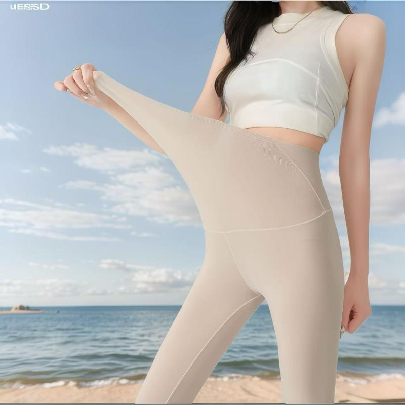 レギンス レディース プラスサイズ ハイウエスト 接触冷感 9分丈 超軽量 薄手 スポーツ ヨガウェア デイリーユース ルームウェア ナイロン ポリウレタン 高ストレッチ スキニー スリムフィット 美脚効果 ノンストレス 春夏 黒 グレー ベージュ