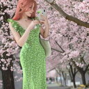 ワンピース レディース タイ風 リゾートスタイル 海辺 バカンス フリル袖 ノースリーブ 小花柄 レース タイト ロング丈 マキシ丈 スクエアネック ウエストゴム 上品 春夏