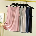 トップス レディース モダール ギャザー ノースリーブ タンクトップ クルーネック ゆったり 大きいサイズ ルームウェア 部屋着 インナー 夏
