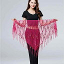 ヒップスカーフ レディース ベリーダンス スパンコール フリンジ ボヘミアン 三角形 結び帯 ヒップベルト ステージ衣装 輝き