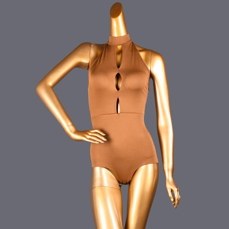 ラテンダンスウェア レディース レオタード セクシー ブラック カットアウト スリット入り ストラップ..