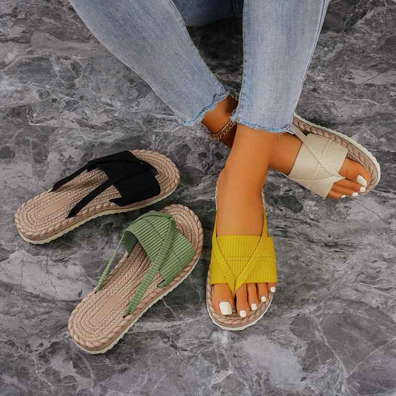 トングサンダル レディース フラットソール ぺたんこ 鼻緒 ジュート風 軽量 通気性 欧米風 カジュアル ..