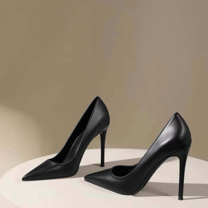 ハイヒール レディース ブラック 無地 PUレザー 浅口 パンプス ポインテッドトゥ 細ヒール スティレットヒール 超高ヒール セクシー フレンチ 上品 デイリーユース 普段使い 通勤 オフィス 春夏秋