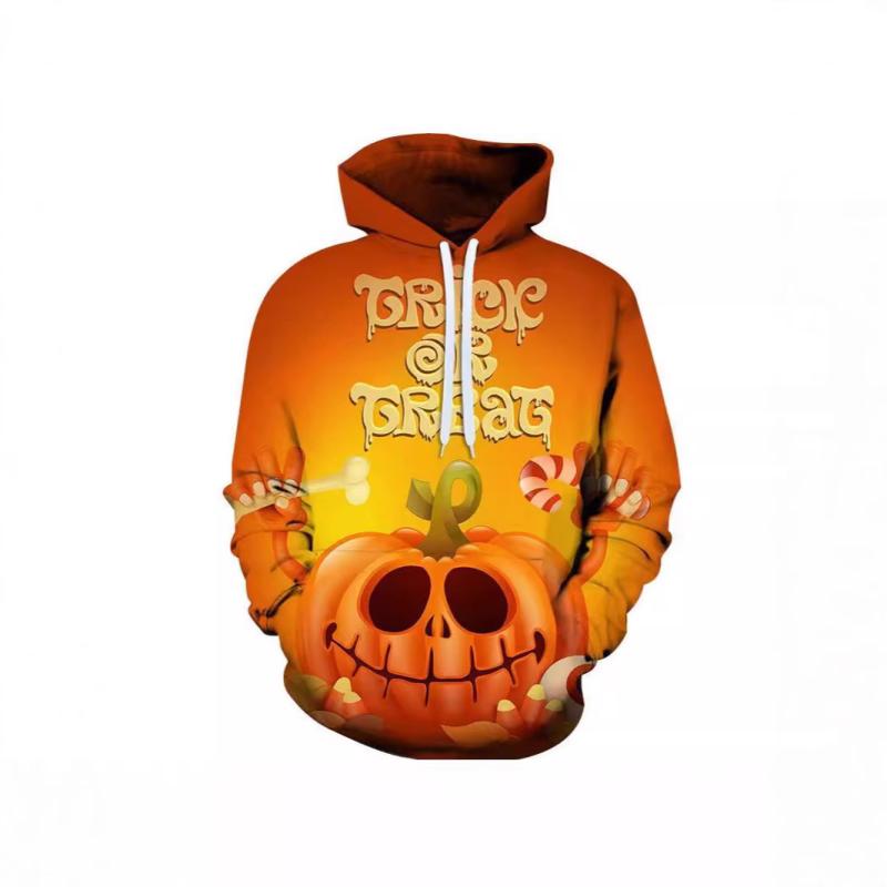 パーカー ユニセックス カップル ハロウィン クリスマス カボチャ柄 3Dデジタルプリント フード付き 長..