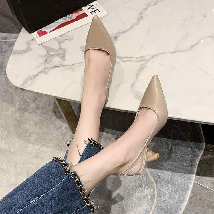 パンプス レディース 春夏 ポインテッドトゥ 細ヒール ハイヒール クローズドトゥ バックストラップ 浅履き オフィス 通勤 結婚式 パーティー エレガント ブラック アプリコット アイボリー