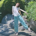 セットアップ レディース 春夏 ノースリーブ トップス ロングパンツ ポリエステル素材 日韓カジュアル 目を引く 普段使い お出かけ おしゃれ 若見え 快適 ツ...