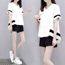 セットアップ レディース 2点セット 半袖Tシャツ ショートパンツ 無地 ゆったり オーバーサイズ 大きいサイズ カジュアル スポーツウェア 部屋着 ルームウェア 普段使い 春夏 快適な着心地 ポリエステル 伸縮性 ホワイト ブラック レッド