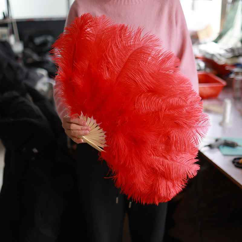 扇子 ダチョウ羽根 35cm 大判 羽根扇 チャイナドレス ファッションショー 撮影小道具 舞台演出 イベン..
