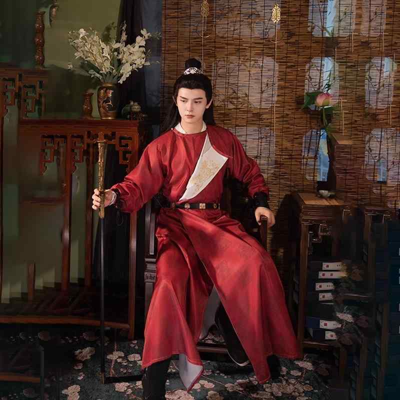 漢服 男女兼用 丸襟 羽織 円領袍 唐時代 伝統的 古典柄 プリント 刺繡 華やか 上品 民族衣装 コスプレ イベント 新年 日常使い ポリエステル ゆったり