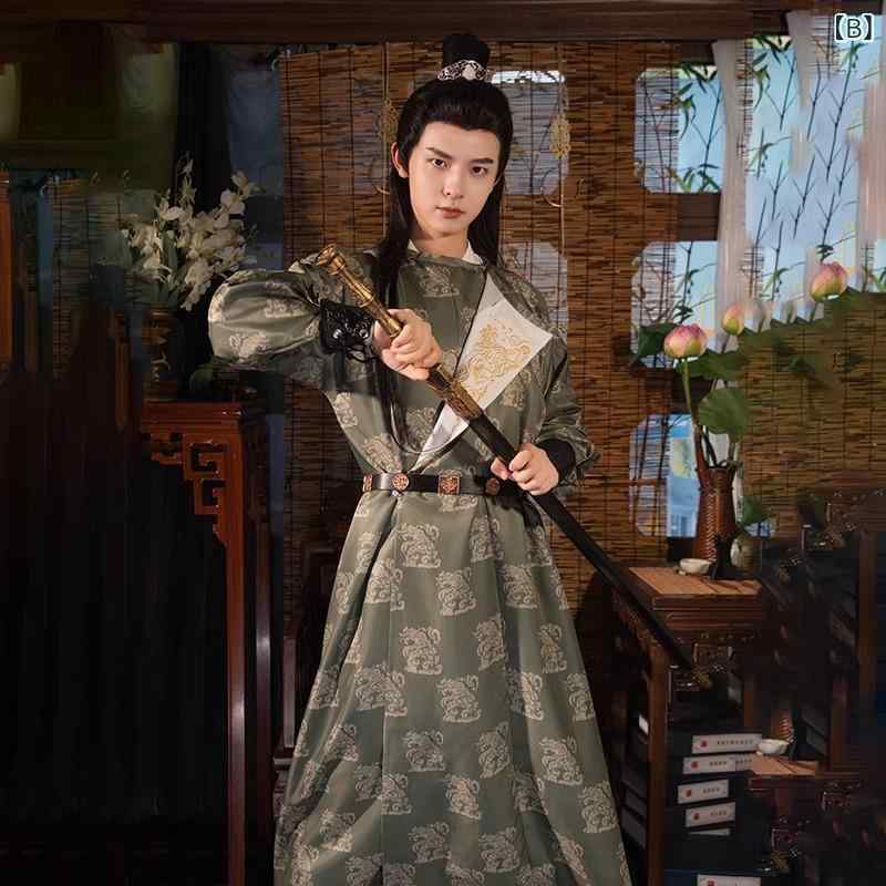 漢服 男女兼用 丸襟 羽織 円領袍 唐時代 伝統的 古典柄 プリント 刺繡 華やか 上品 民族衣装 コスプレ イベント 新年 日常使い ポリエステル ゆったり