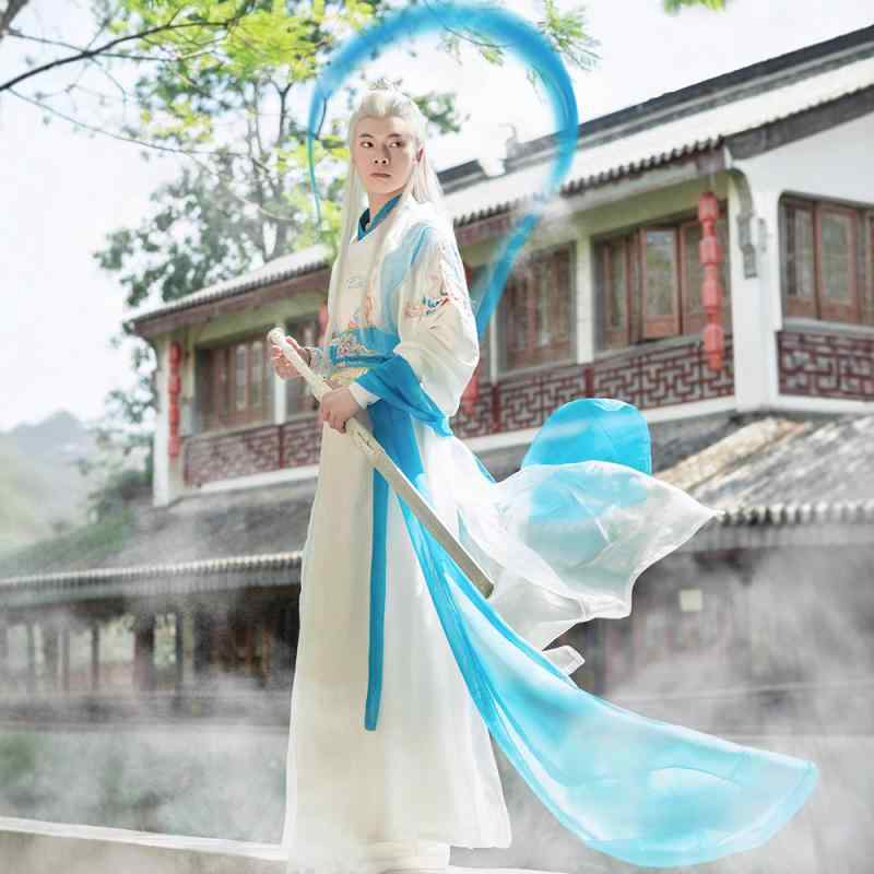 漢服 男性用 中華民族伝統衣装 中国風 古代衣装 仙侠 ファンタジー コスプレ ダーク系 闇夜 ローブ 長袍 羽織り イベント 舞台衣装 普段使い