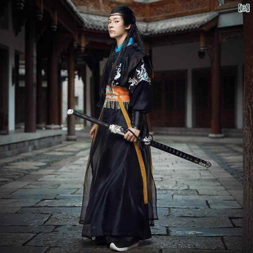 漢服 男性用 中華民族伝統衣装 中国風 古代衣装 仙侠 ファンタジー コスプレ ダーク系 闇夜 ローブ 長袍 羽織り イベント 舞台衣装 普段使い