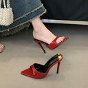 サンダル レディース 高ヒール 細ヒール ポインテッドトゥ オープントゥ 欧米風 きれいめ カジュアル 上品 シンプル デイリーユース 超繊維 春夏