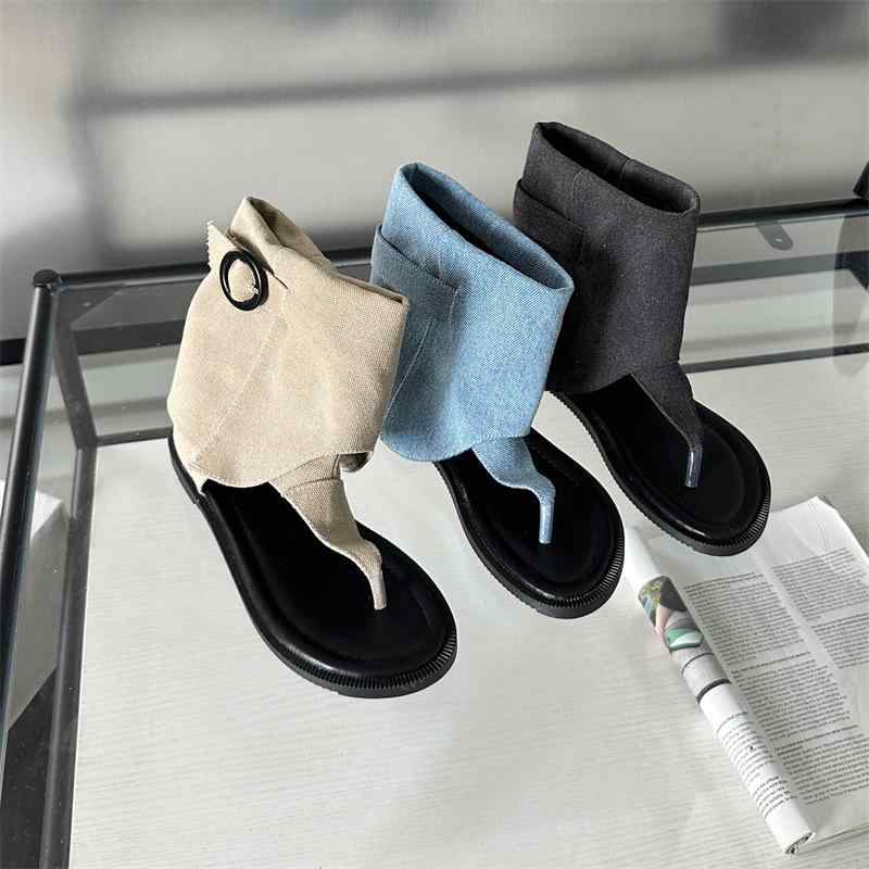 サンダルブーツ レディース 春夏 フラット タビ型 トング スリッポン ローマ風 レザー切り替え カジュ..