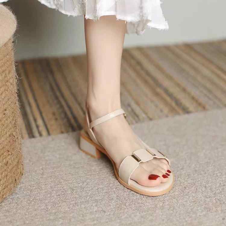 サンダル レディース ワンストラップ 太ヒール ローマ風 PUレザー オープントゥ エレガント 上品 カジュアル 春夏 普段使い お出かけ リゾート アイボリー