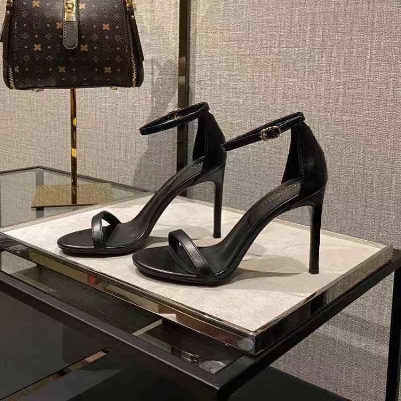 ハイヒールサンダル レディース オープントゥ 細ヒール アンクルストラップ フレンチスタイル エレガント PUレザー 万能 ラウンドトゥ 春夏 普段使い パーティー フォーマル