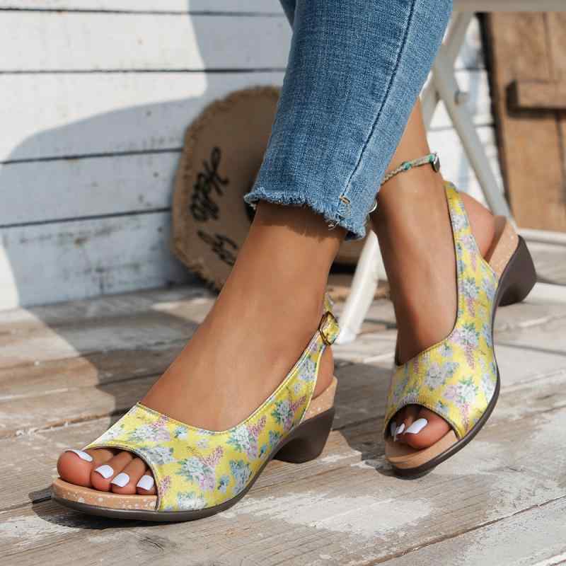 サンダル レディース 春夏 欧米風 オープントゥ ウェッジヒール ストラップ ハイヒール 大きいサイズ ビーチ リゾート カジュアル PUレザー イエロー ラバーソール