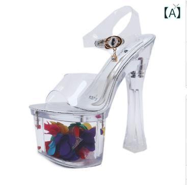 サンダル レディース PVC素材 20cmヒール 厚底 プラットフォーム オープントゥ ローマ風 グラディエーター セクシー エレガント ナイトクラブ パーティー イベント ステージ ダンス 美脚 スタイルアップ