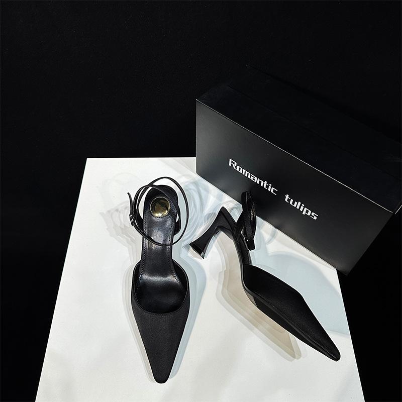 サンダル レディース ポインテッドトゥ ハイヒール 細ヒール ストラップ エレガント きれいめ 韓国ファッション 通勤 オフィス 普段使い 合成皮革 春夏