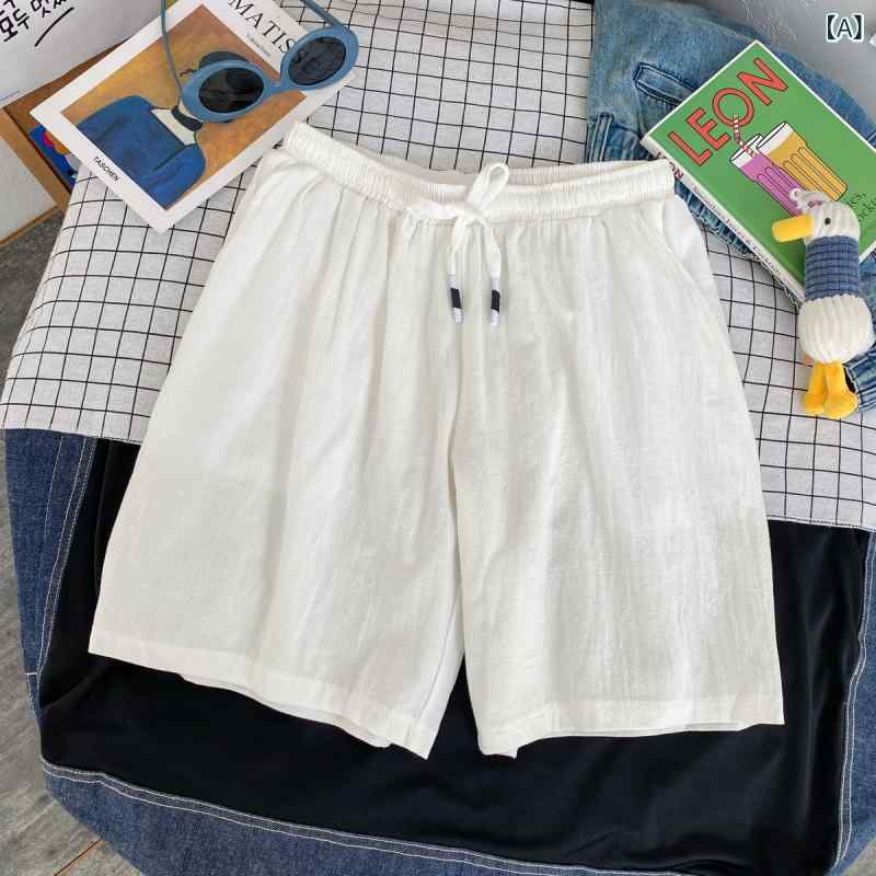 メンズ ハーフパンツ 春夏 男性用 ショートパンツ 五分丈パンツ トレンド おしゃれ 薄手 リネン 麻 コットンリネン 綿麻 ゆったり ルーズ カジュアルパンツ リラックスパンツ 大きいサイズ ビッグサイズ 外出用 普段使い 通気性 ストレートシルエット