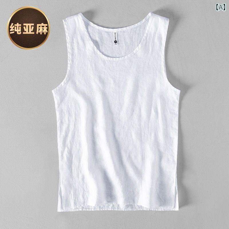 ベスト メンズ 男性用 綿麻 コットンリネン レトロ 中国風 チャイナ風 カジュアル ゆったり 薄手 通気性 夏 サマー ジレ トップス