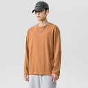 Tシャツ メンズ 長袖 クルーネック カジュアル シンプル ゆったり 綿素材 春秋 トレンド おしゃれ 普段使い ルーズフィット