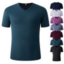 Tシャツ メンズ 男性用 Vネック 半袖 シンプル 無地 カジュアル ポリエステル トップス スリムフィット 薄手 春夏 接触冷感 吸湿速乾 アンダーシャツ